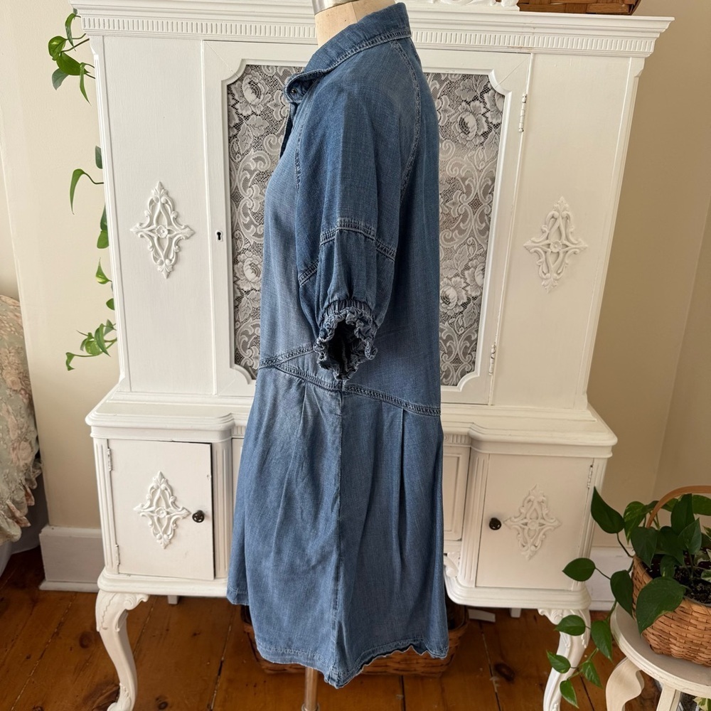 Oli & Hali Bubble Sleeve Tencel 
Chambray Denim Mini Shirt Dress - Picture 5 of 11